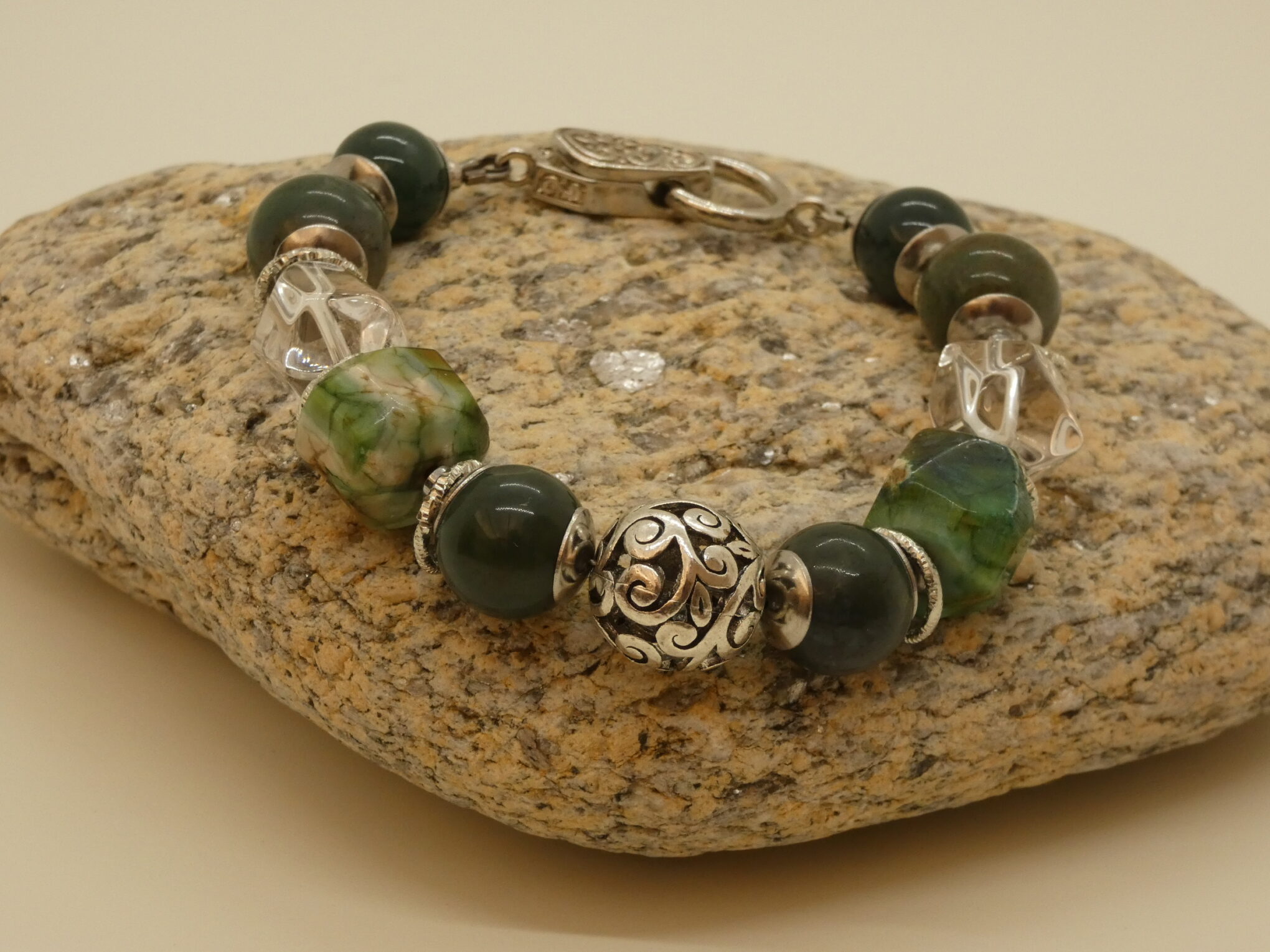 Armband mos en blue dragon agaat