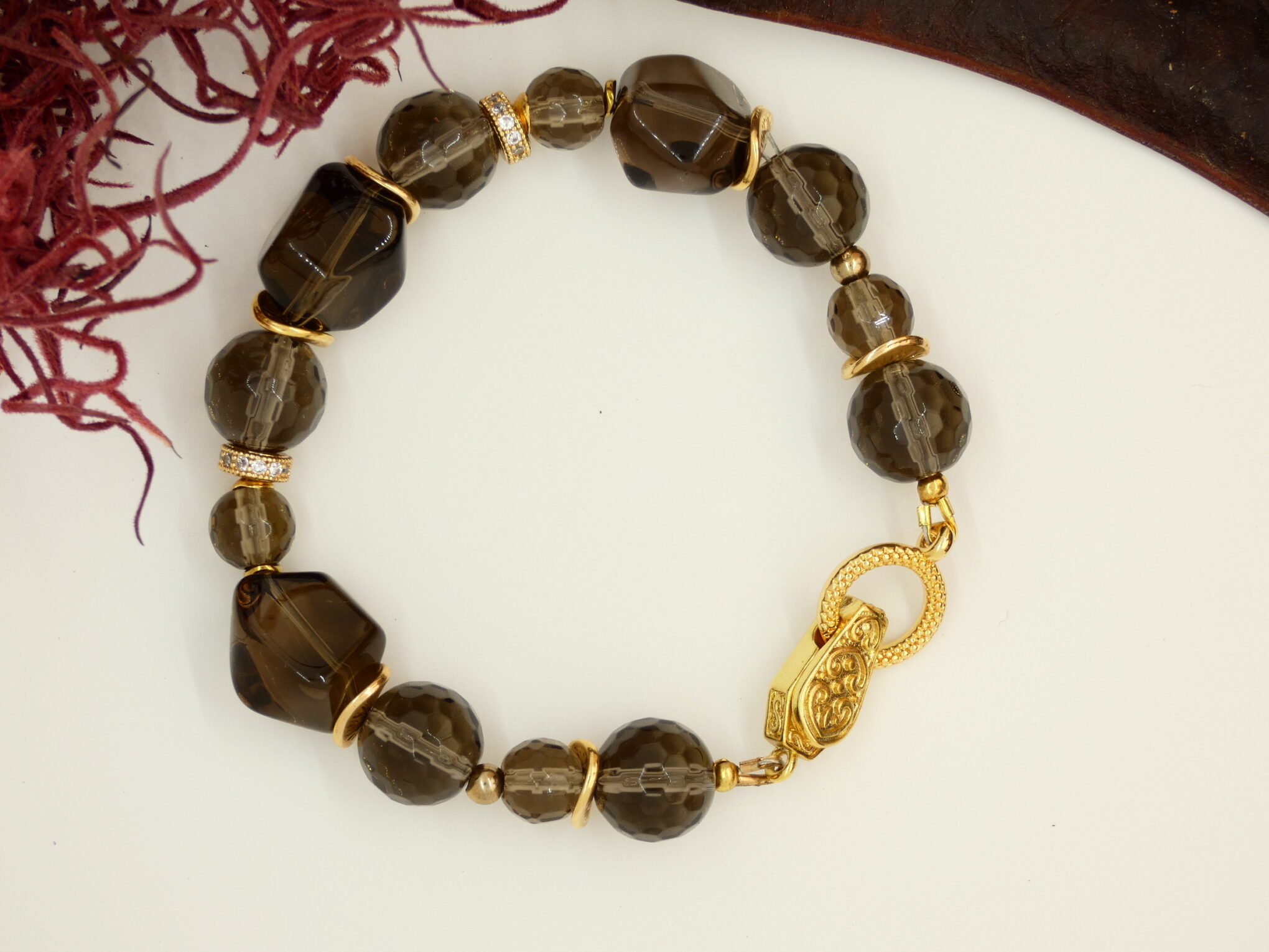 Armband met rookkwarts natuurstenen