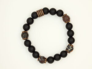 Armband met zwarte en luipaard agaat