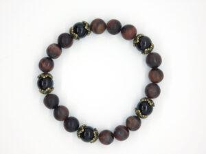 Herenarmband tijgeroog en obsidiaan