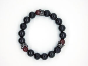 Herenarmband regenboog obsidiaan en rode agaat