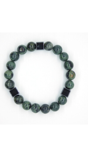 Heren armband met groene ogen jaspis en hematiet Edelstenen