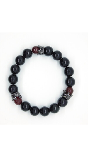 Herenarmband regenboog obsidiaan en rode agaat