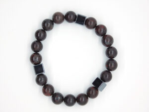 Heren armband met rode jaspis en hematiet natuurstenen