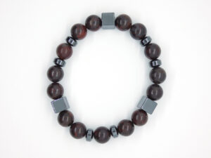 Heren armband met rode jaspis en hematiet natuurstenen en rvs fournituren
