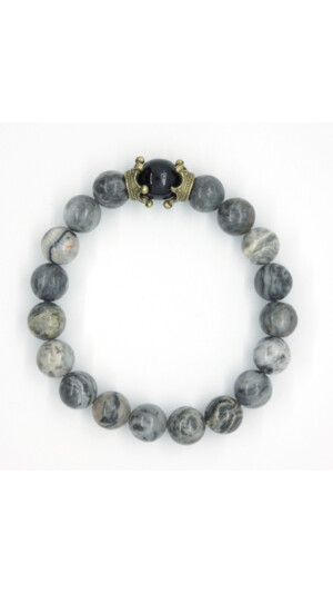 Herenarmband grijze jaspis en agaat