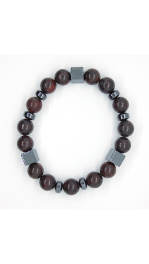 Heren armband met rode jaspis en hematiet Edelstenen en rvs fournituren