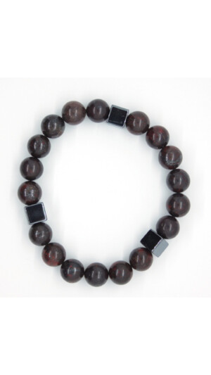 Heren armband met rode jaspis en hematiet Edelstenen