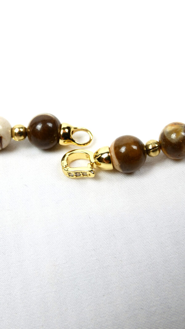 Halsketting met koffie zebra jaspis Edelstenen