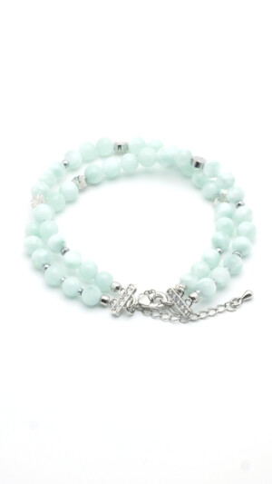 Armband met twee rijen angeliet edelstenen