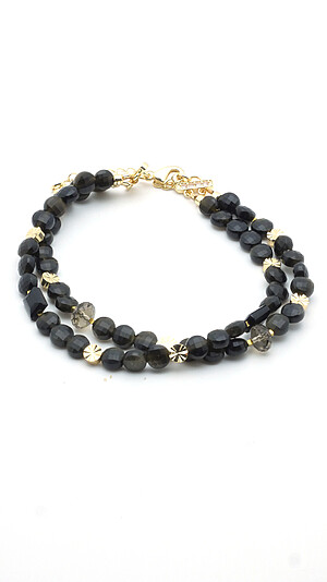 Armband met twee rijen gouden obsidiaan