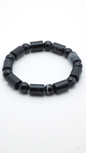 Heren armband met zwarte gestreepte Agaat edelstenen